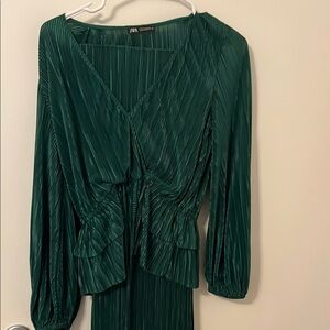 Zara Emerald Green Pleated set